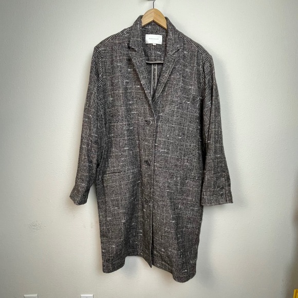 Brochu Walker Jackets & Blazers - Brochu Walker Mondrian Coat Tweed Herringbone Long Coat Jacket Women's Size L